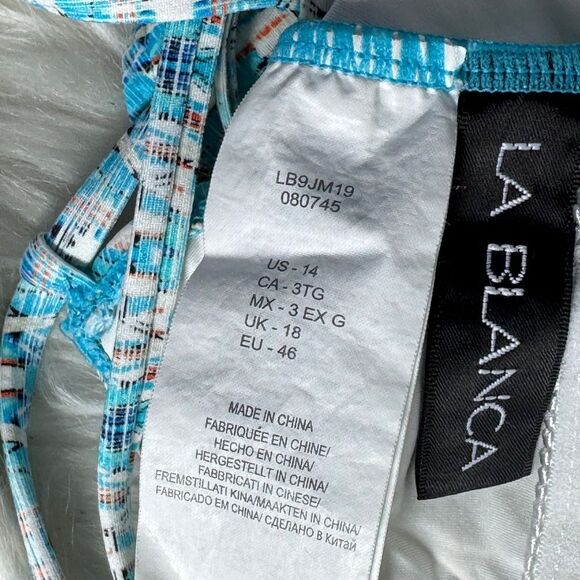 La Blanca Island Goddess One Piece Aztec Print Swimsuit Sz 14 - Picture 8 of 10